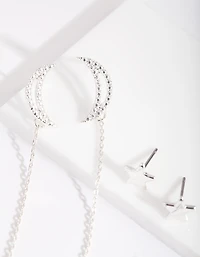 Silver Cubic Zirconia Star & Moon Earring Pack
