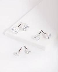 Cubic Zirconia Round Stud Earring Pack