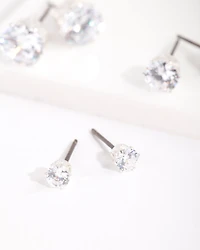 Cubic Zirconia Round Stud Earring Pack