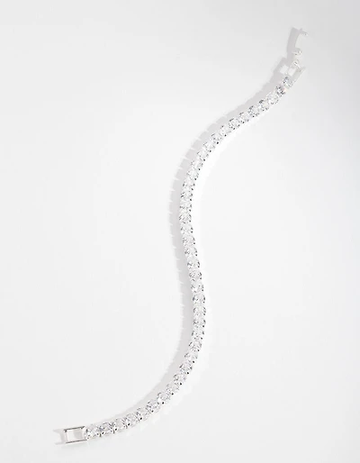 Silver Cubic Zirconia Baguette Tennis Bracelet