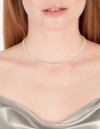 Ensemble de boucles d’oreilles en zircone cubique en argent et collier de tennis