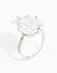 Silver Rectangle Celebrity Engagement Ring