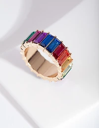 Gold Rainbow Gem Ring