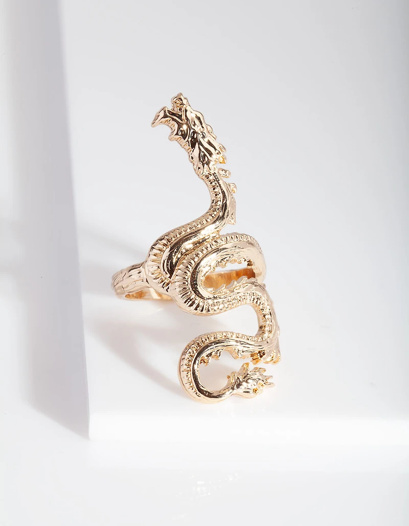 Anneau de dragon gravé en or