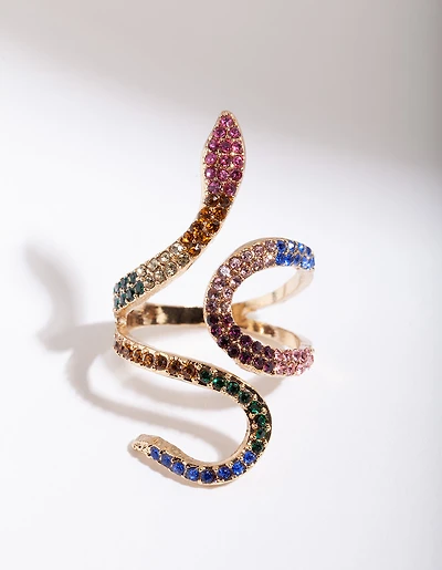Anneau Snake Rainbow Diamante
