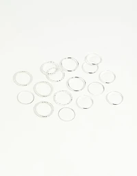 Silver Textured Stack Ring 8-Pack