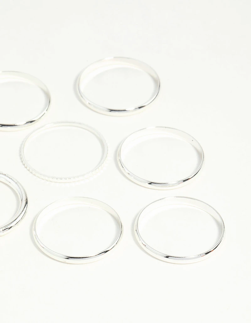 Silver Textured Stack Ring 8-Pack