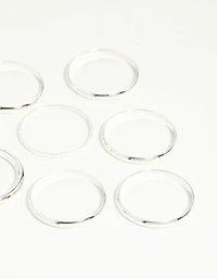 Silver Textured Stack Ring 8-Pack