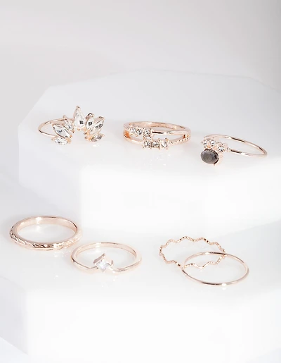 Rose Gold Gem Ring Stack Pack