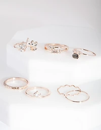 Rose Gold Gem Ring Stack Pack