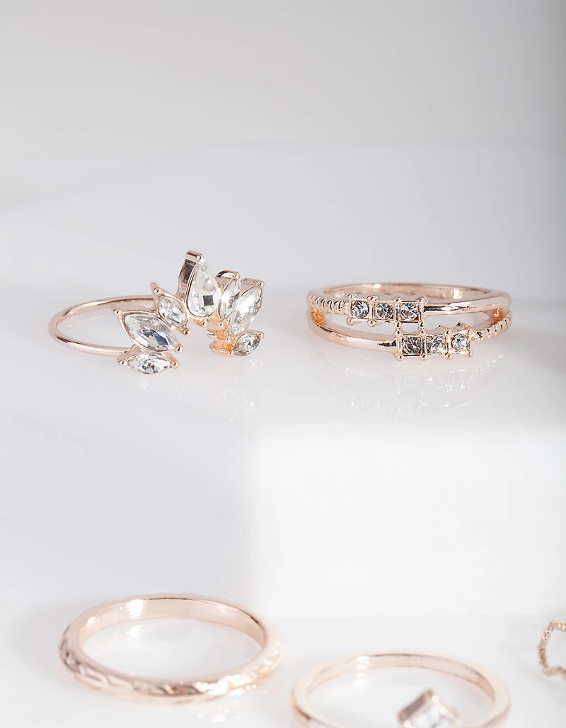 Pack de bagues de gemmes en or rose