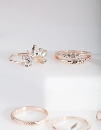 Pack de bagues de gemmes en or rose