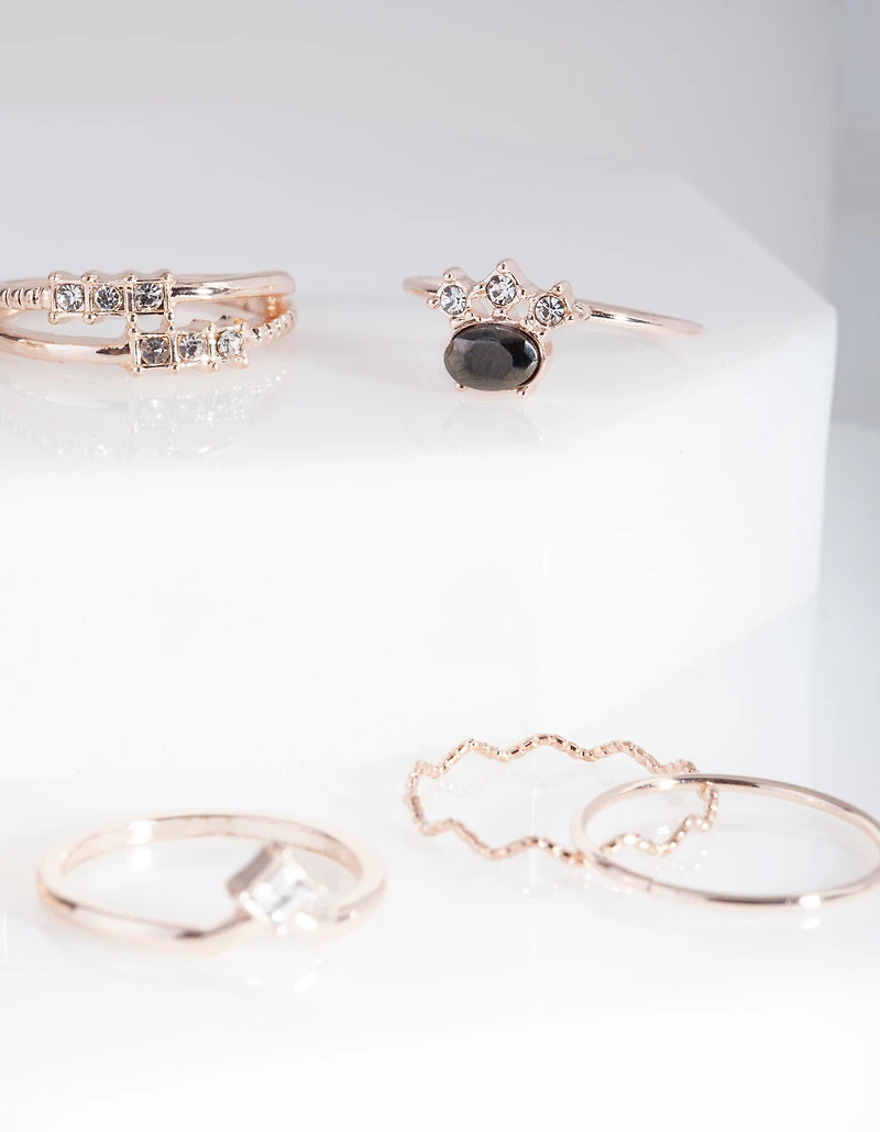 Pack de bagues de gemmes en or rose