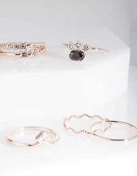 Pack de bagues de gemmes en or rose