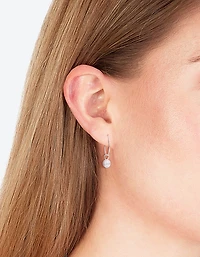Silver Pearl Hoop Earrings