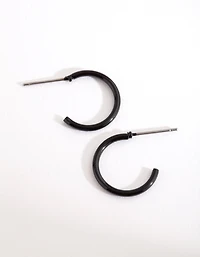 Black Coated Metal Hoop Earrings