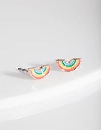 Gold Rainbow Stud Earrings
