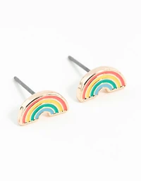 Gold Rainbow Stud Earrings