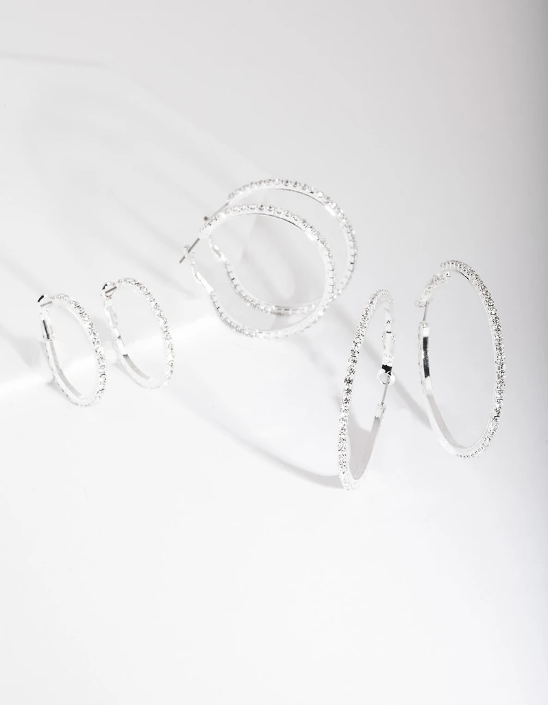 Silver Diamante Multi Hoop Earring Pack