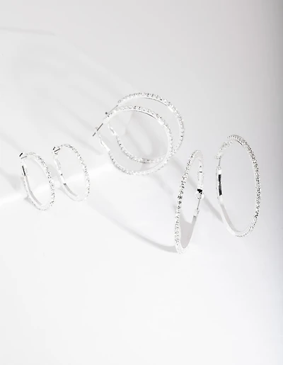 Silver Diamante Multi Hoop Earring Pack