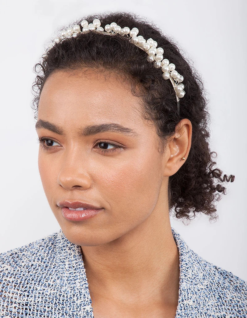 Silver Scattered Pearl Headband
