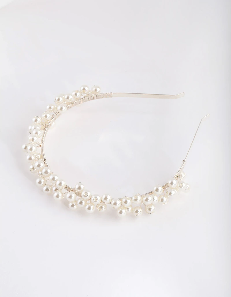 Silver Scattered Pearl Headband