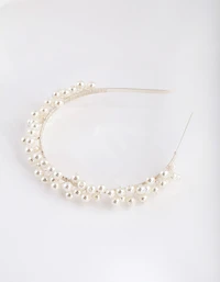 Silver Scattered Pearl Headband