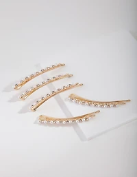 Gold Pearl & Diamante Hair Pin 5-Pack