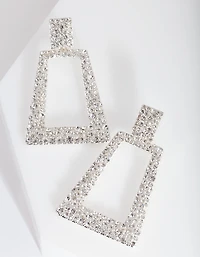 Silver Diamante Geometric Earrings