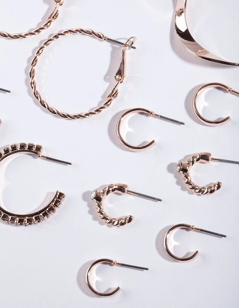 Rose Gold Multi Hoop Earring 6-Pack