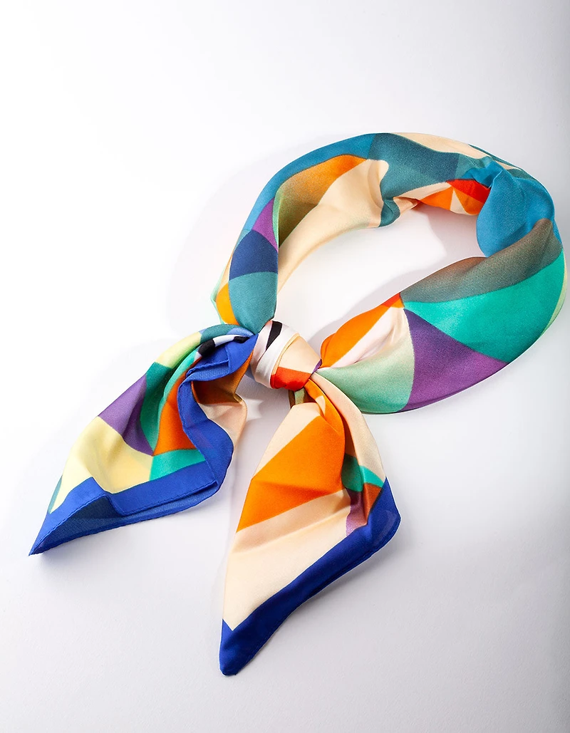 Foulard à motifs bleu-vert foncé pour cheveux