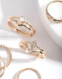 Gold Diamante Textured Ring Pack
