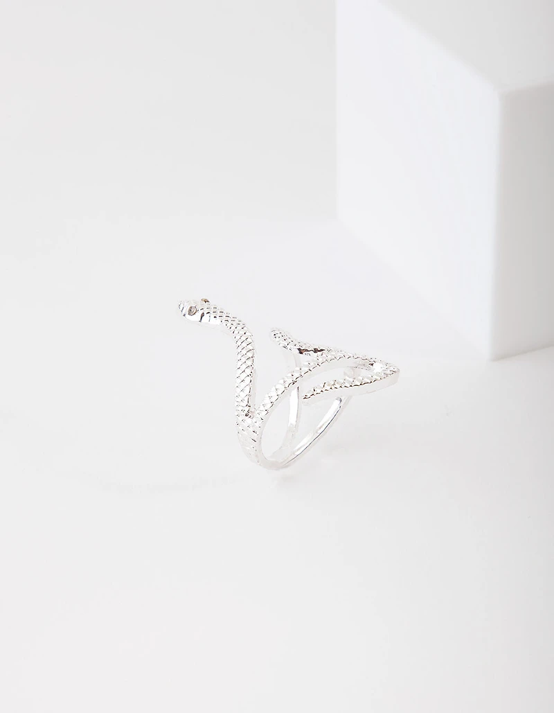 Silver Etched Snake Ring