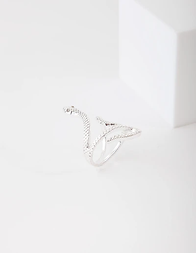 Silver Etched Snake Ring