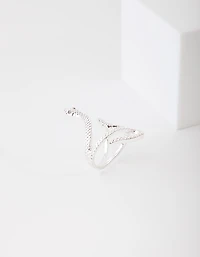 Silver Etched Snake Ring
