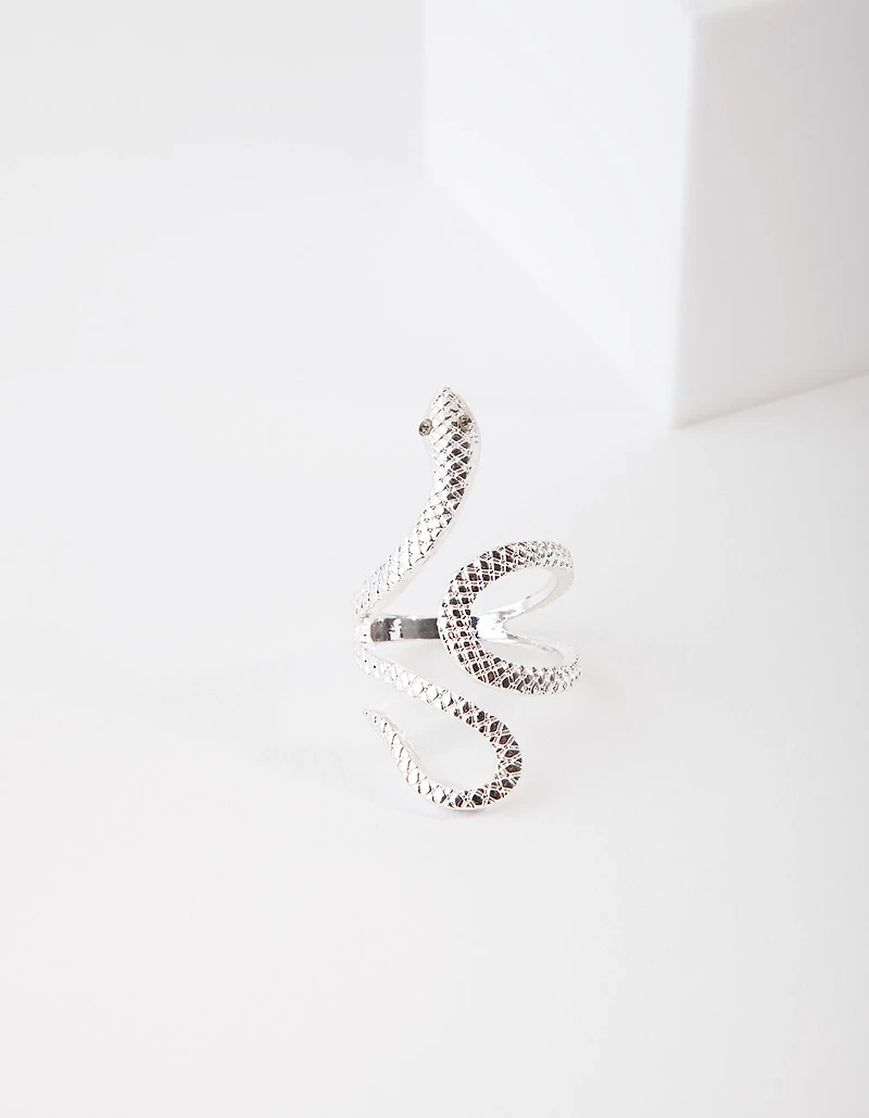 Silver Etched Snake Ring
