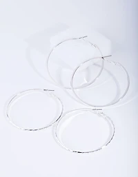 Silver Fine Hoop Earring Pack
