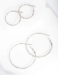 Silver Textured Hoop Earring Pack