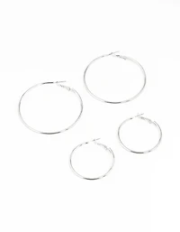 Silver Mixed Hoop Earring Pack