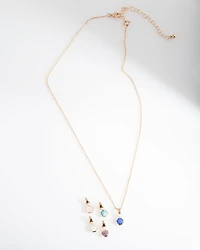 Gold Semi-Precious Charm Necklace