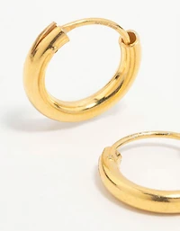 Gold Plated Sterling Silver Large Huggie Earrings