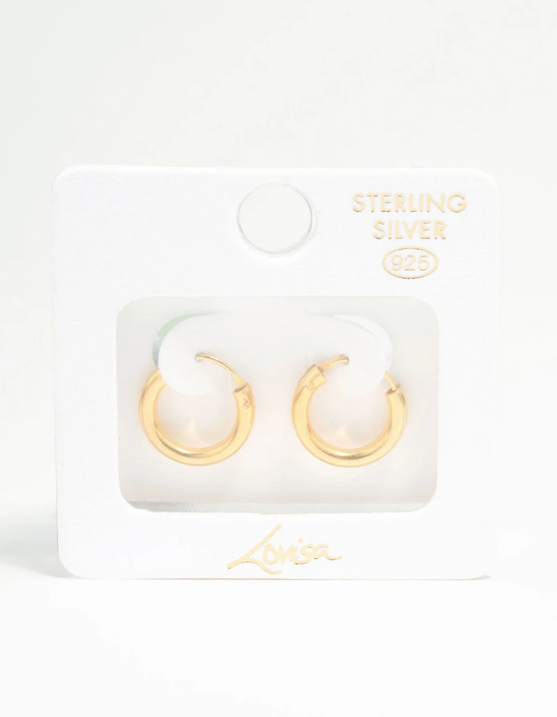 Gold Plated Sterling Silver Large Huggie Earrings