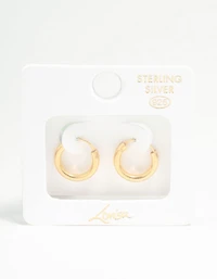 Gold Plated Sterling Silver Large Huggie Earrings