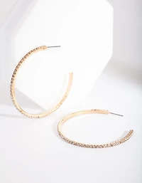 Gold Thin Diamante Hoop Earrings