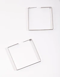 Silver Square Hoop Earrings