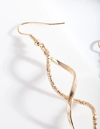 Gold Textured Twist Earrings