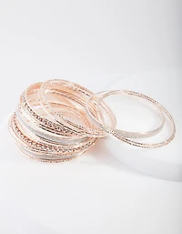 Rose Gold Diamante Glitter Bangle 20-Pack