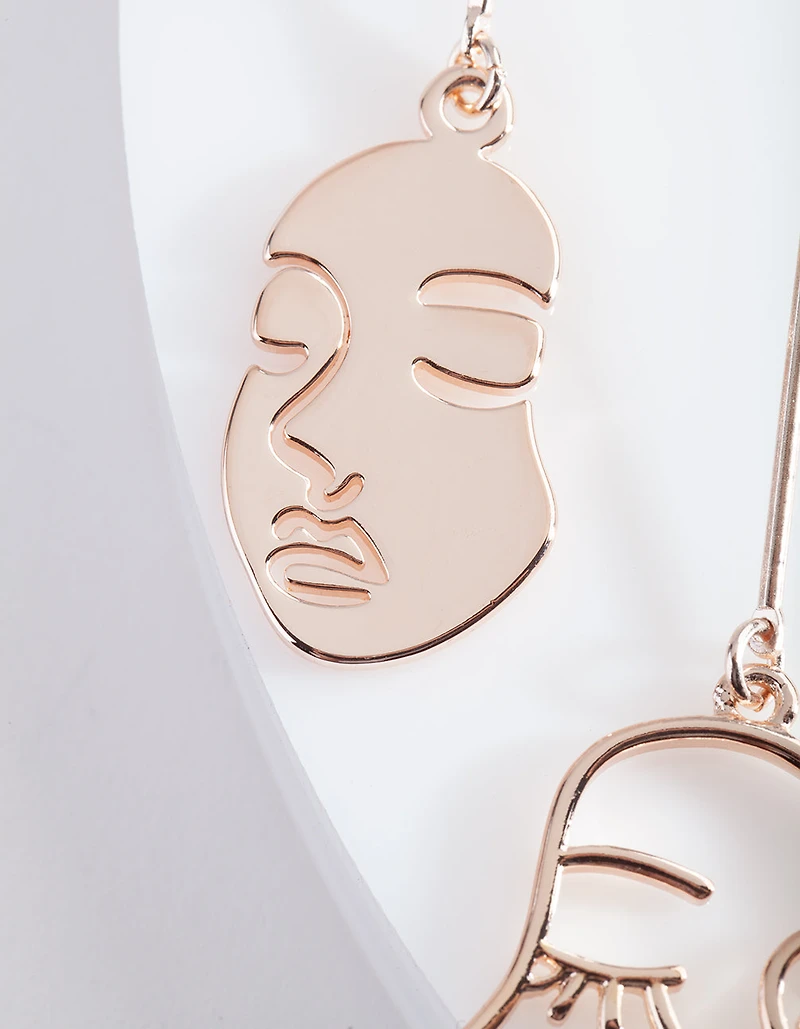 Rose Gold Mismatch Face Earrings