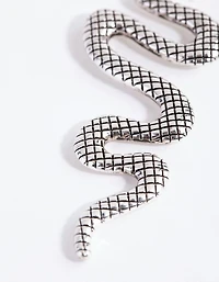 Antique Silver Textured Snake Earrings