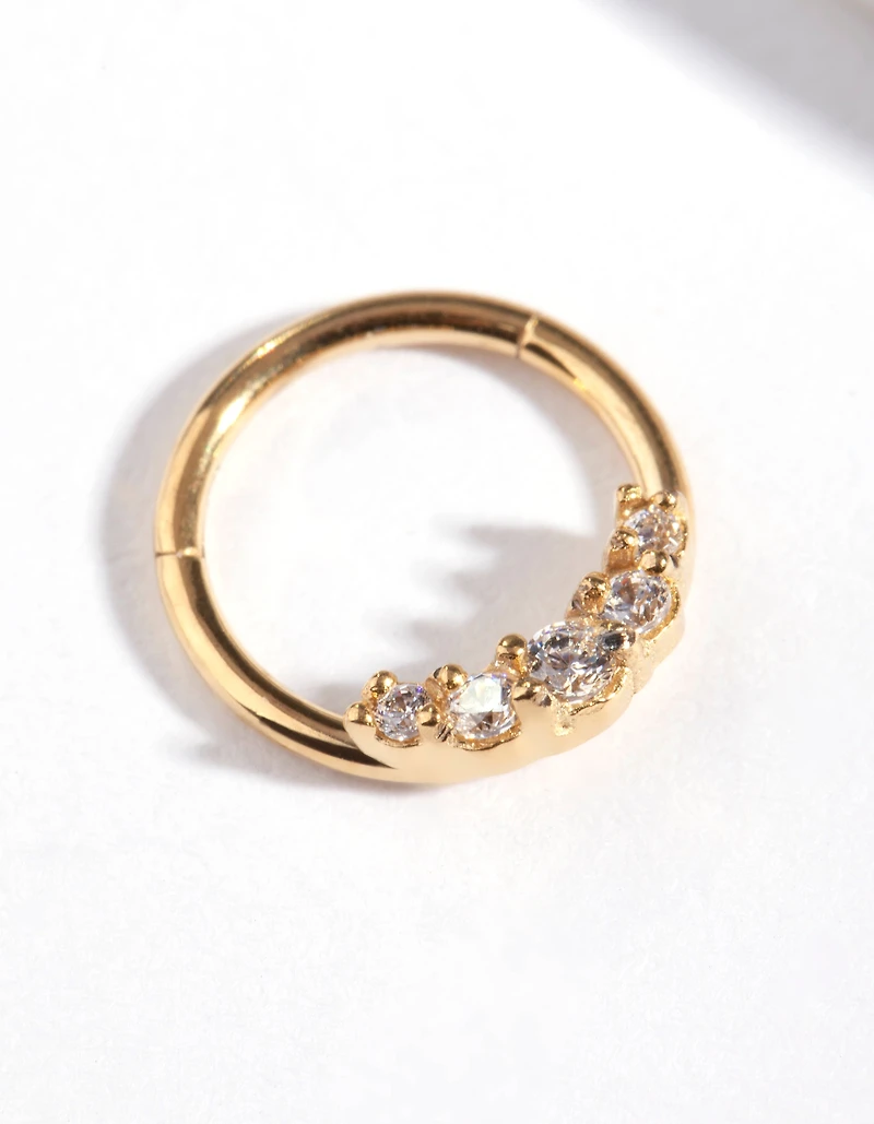 Gold Plated Surgical Steel Diamante Clicker Earring